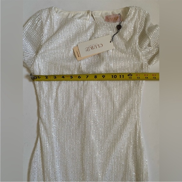 Club L London White Sequin Long Sleeve Mini Dress Size 8 - Picture 11 of 16
